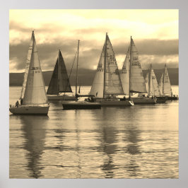 Yachten in Rothesay Bay, Schottland. Poster