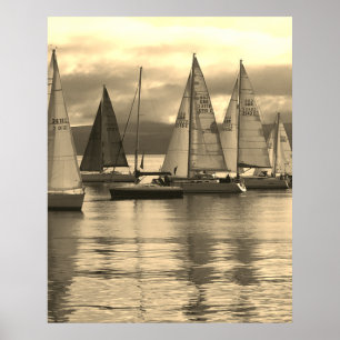 Yachten in Rothesay Bay, Schottland. Poster