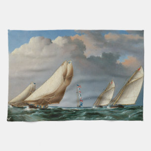 Yachten runden die Marke Küchentuch