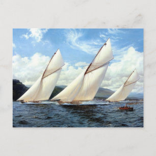 Yachten und ein kleines Dampfschiff Postkarte