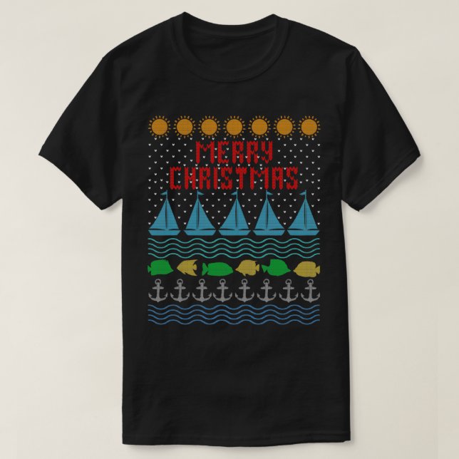 Yachten und segeln zu Weihnachten T-Shirt (Design vorne)