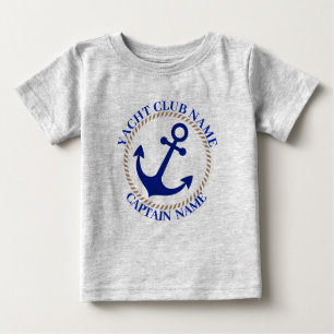 Yachthafen Blue Nautic Anchor Name Baby T-shirt