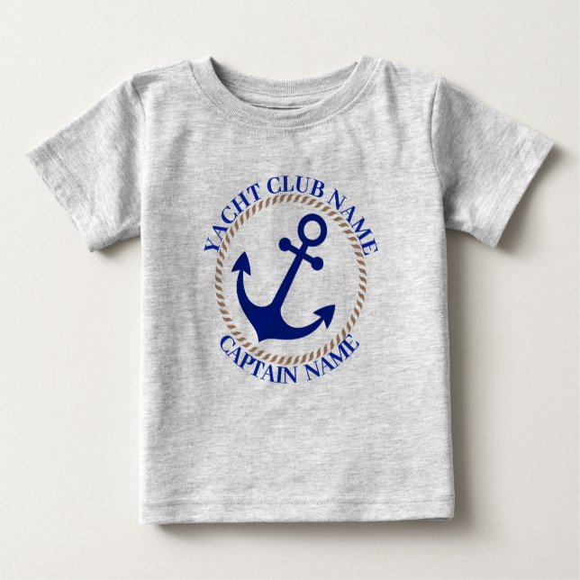 Yachthafen Blue Nautic Anchor Name Baby T-shirt (Vorderseite)