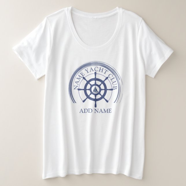 Yachthafen Blue Nautic Anchor Name Große Größe T-Shirt (Design vorne)