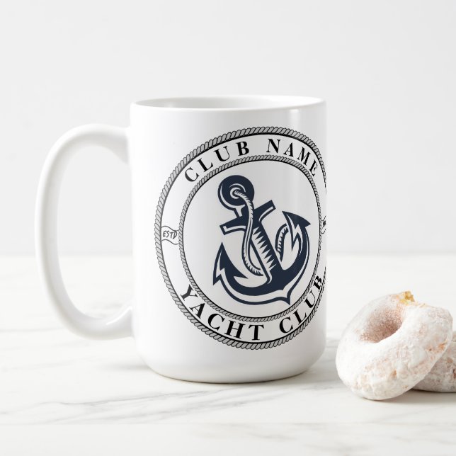 Yachthafen Blue Nautic Anchor Name Kaffeetasse (Mit Donut)