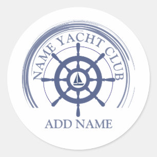 Yachthafen Blue Nautic Anchor Name Runder Aufkleber