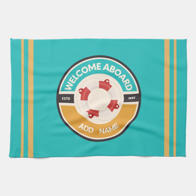 Yachthafen der Blue Marine Nautical Anchor Geschirrtuch (Horizontal)