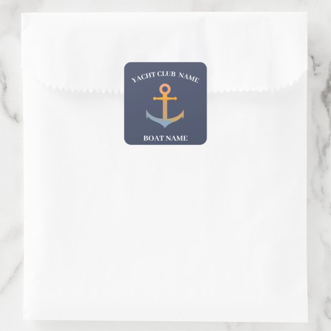 Yachthafen der Blue Marine Nautical Anchor Quadratischer Aufkleber (Tasche)