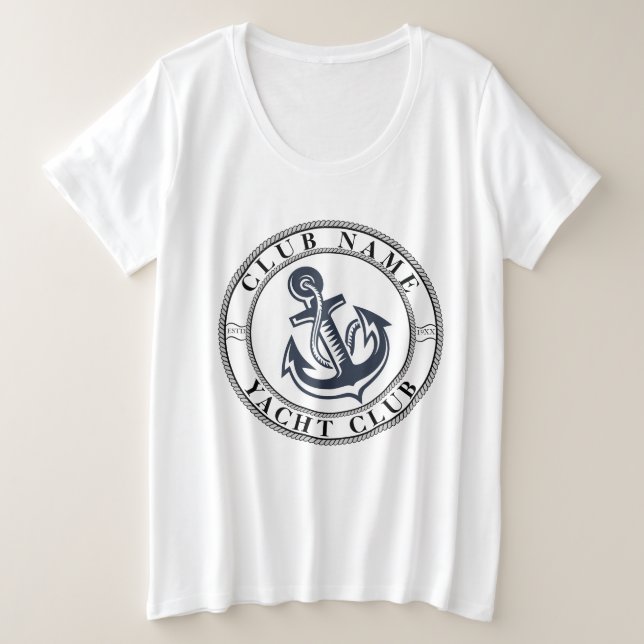 Yachthafen der Blue Navy Anchor Große Größe T-Shirt (Design vorne)