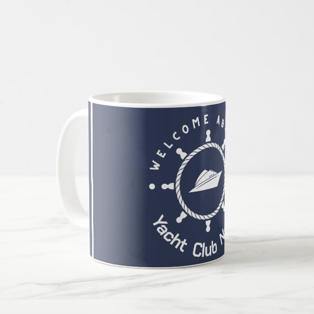 Yachthafen der Blue Navy Anchor Kaffeetasse (Vorderseite Links)