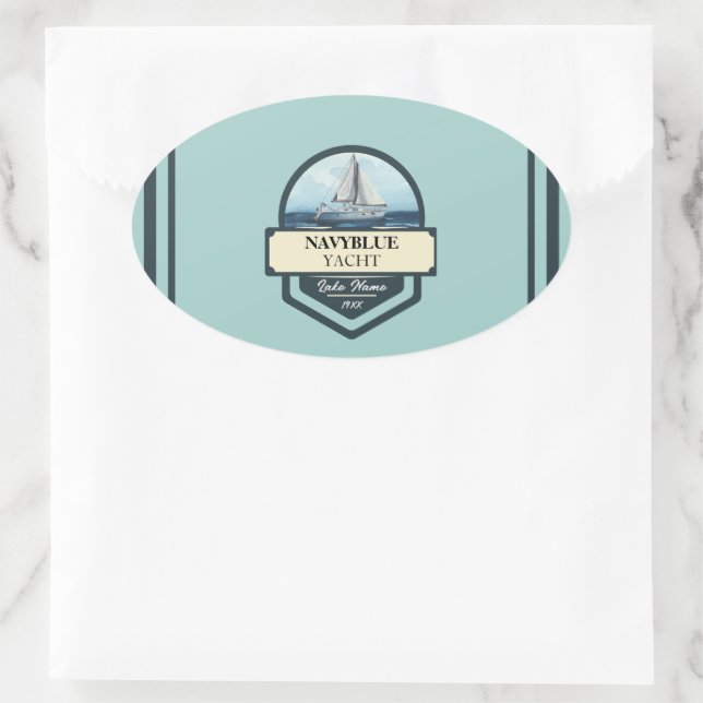 Yachthafen der Blue Navy Anchor Ovaler Aufkleber (Tasche)