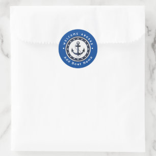 Yachthafen der Blue Navy Anchor Runder Aufkleber