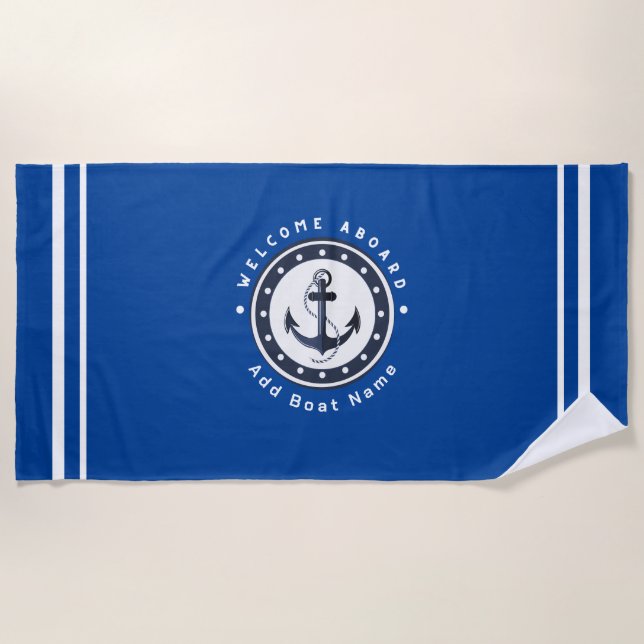 Yachthafen der Blue Navy Anchor Strandtuch (Vorderseite)