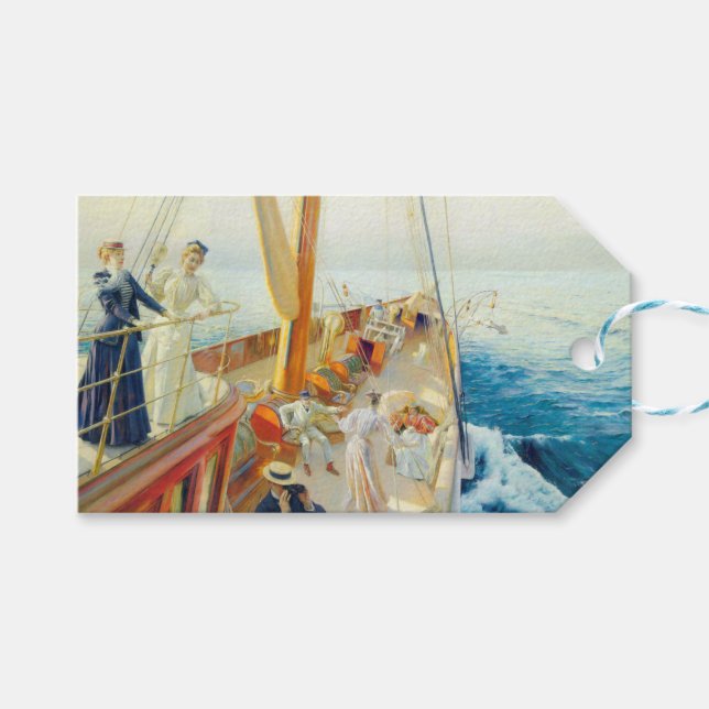 Yachting im Mittelmeer (von J.L. Stewart) Geschenkanhänger (Vorderseite (Horizontal))