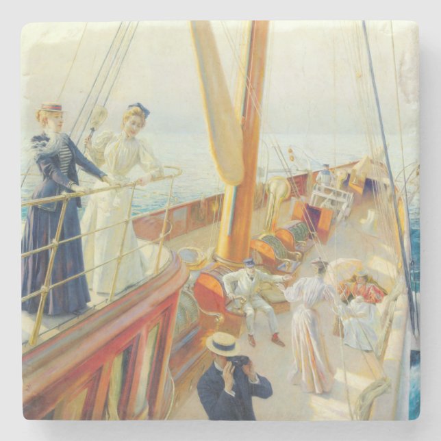 Yachting im Mittelmeer (von J.L. Stewart) Steinuntersetzer (Vorderseite)