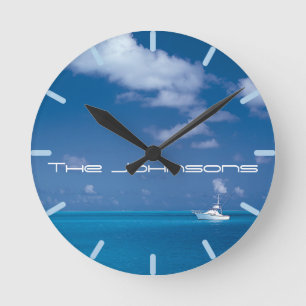 Yachting into the Blue Runde Wanduhr