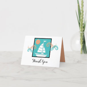 Yachting Minimalistisch Sailboat Vielen Dank Card Dankeskarte