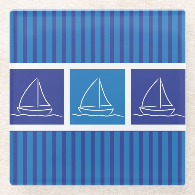 Yachtmuster Glasuntersetzer (Vorderseite)