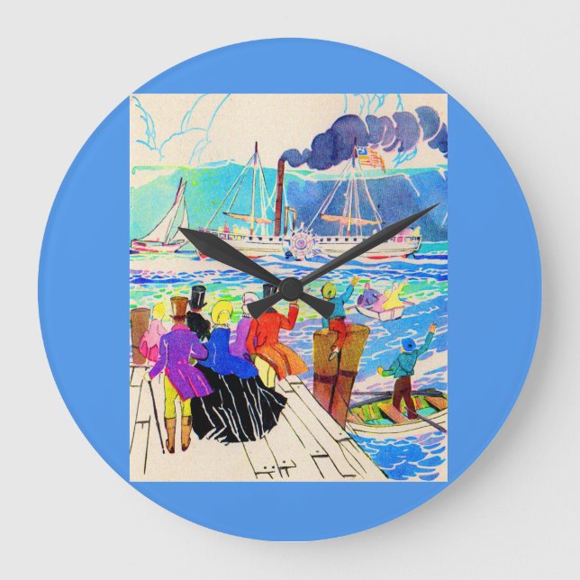 Yachtrennen des 19. Jahrhunderts Große Wanduhr (Vorderseite)