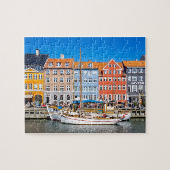 Yachts Along Colorful Nyhavn Wasserfront Kopenhage Puzzle (Horizontal)