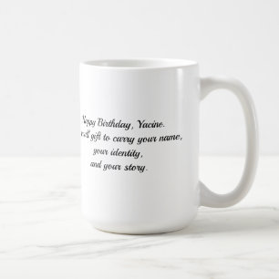 Yacine – Arabischer Kufi-Kalligrafie-Geburtstagsbe Kaffeetasse