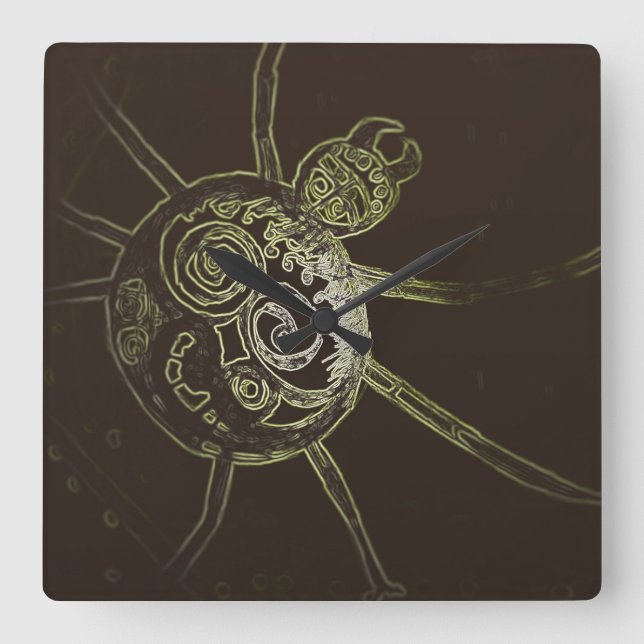 Yaei-Spinne Quadratische Wanduhr (Vorderseite)