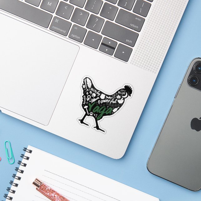 Yaga Hühneraufkleber Aufkleber (Laptop mit iPhone)