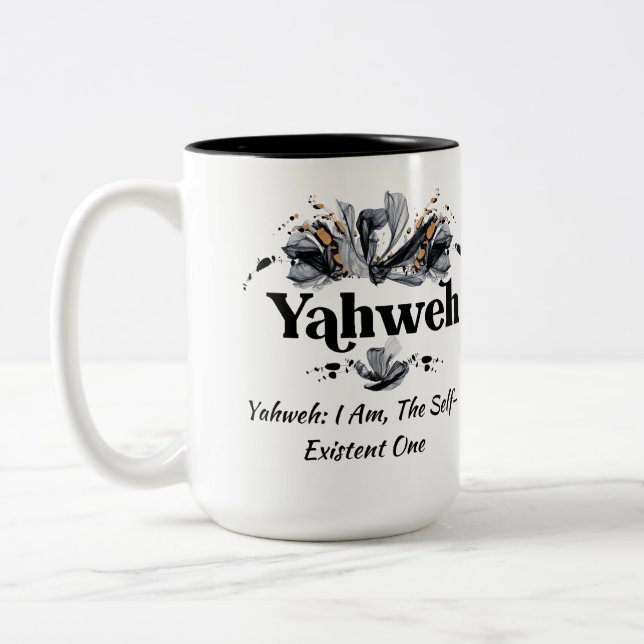Yahweh | Namen Gottes Christlicher Gottesaffee Zweifarbige Tasse (Links)
