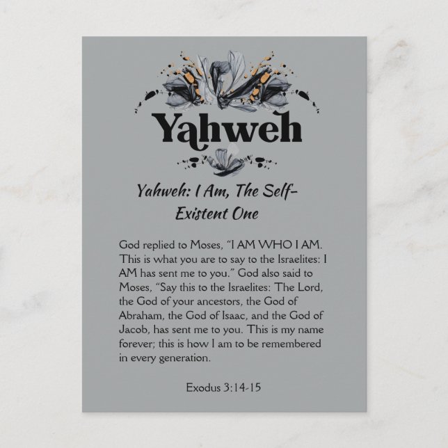 Yahweh | Namen Gottes Gottesfürchtige Schrift Postkarte (Vorderseite)