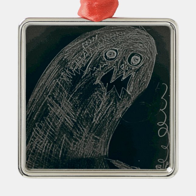 Yaie-Wurm zeichnend und Ihr Soul wird dunkel Silbernes Ornament (Vorne)