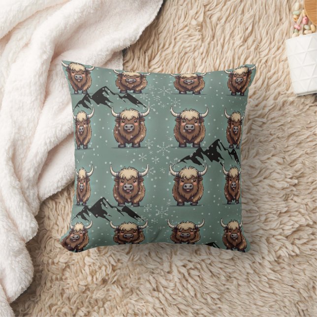 Yak Black Mountain Print Kissen (Decke)