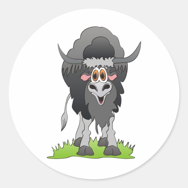 Yak Black Runder Aufkleber (Vorderseite)