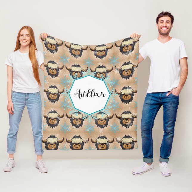 Yak Black Snowflakes Print Fleecedecke (Beispiel)