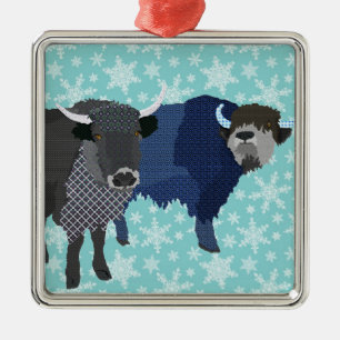 Yak-blaue Weihnachtsverzierung Ornament Aus Metall