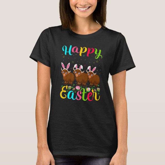 Yak Funny Easter Egg Bunny Yak Happy Oster T-Shirt (Vorderseite)
