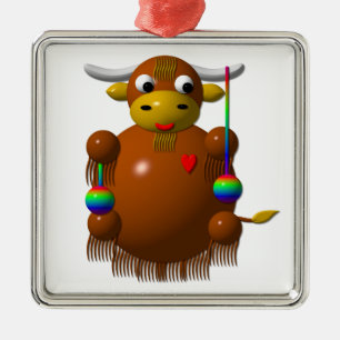Yak spielt mit Jo-Jos Silbernes Ornament