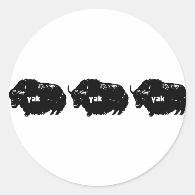 Yak Yak Yak Runder Aufkleber (Vorderseite)