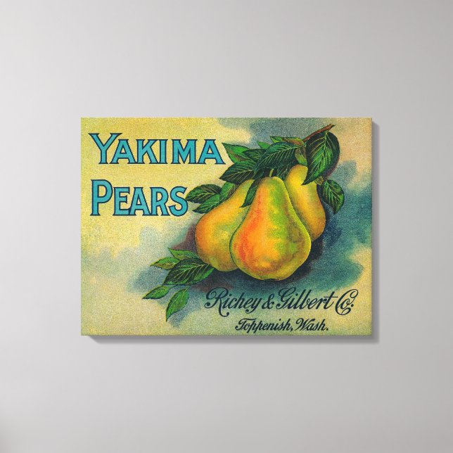 Yakima Pears Crate LabelToppenish, WA Leinwanddruck (Vorderseite)