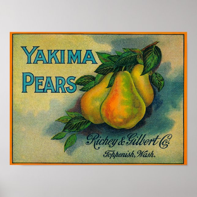 Yakima Pears Crate LabelToppenish, WA Poster (Vorne)