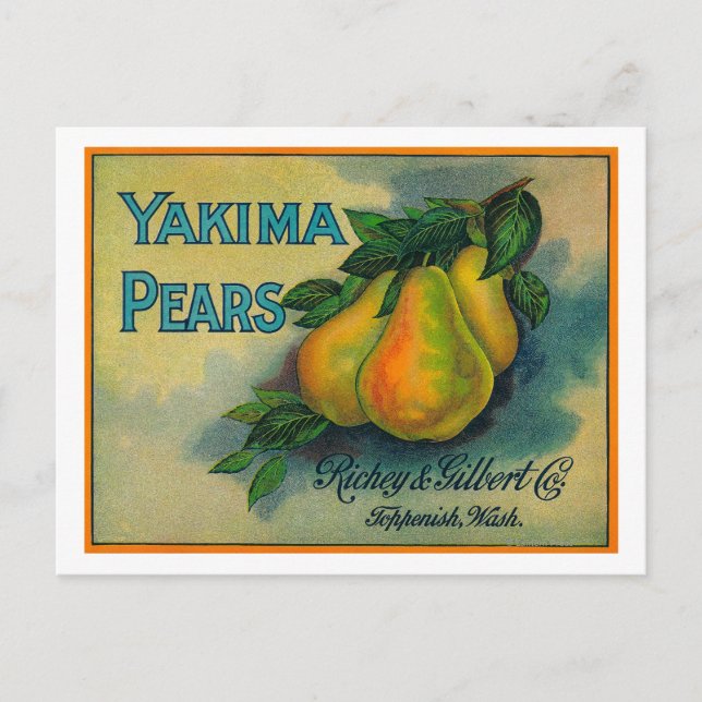 Yakima Pears Crate LabelToppenish, WA Postkarte (Vorderseite)