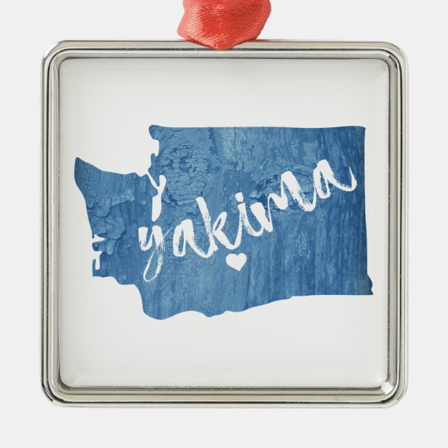 Yakima Washington Wood Grain Ornament Aus Metall (Vorne)