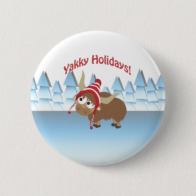 Yakky Urlaub! Winterlandschaft Button (Vorderseite)