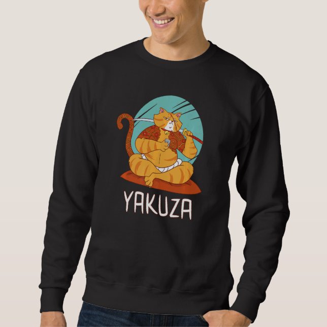 Yakuza Cat Gokudo Japanese Mafia Katana Japan Sake Sweatshirt (Vorderseite)
