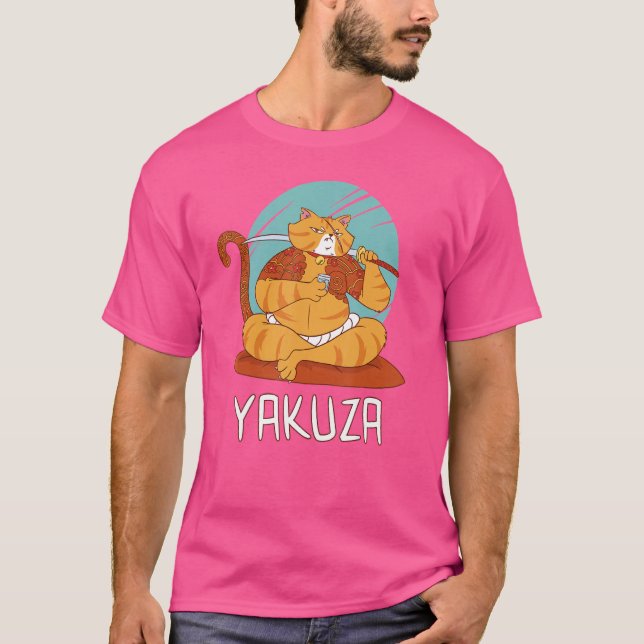 Yakuza Cat Gokudo Japanisch Mafia Katana Japan Sak T-Shirt (Vorderseite)