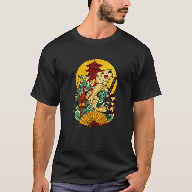 Yakuza Japanisch Ästhetische Koi Carp mit Katana S T-Shirt (Vorderseite)