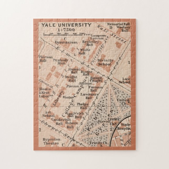 Yale University Karte 11x14  Puzzle (Vertikal)