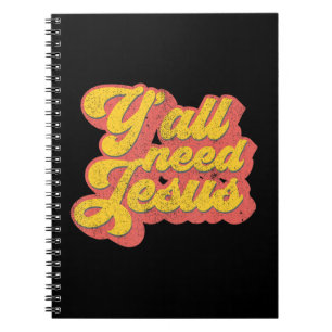 Yall Need Jesus Christian Retro 70s Christ Bible W Notizblock