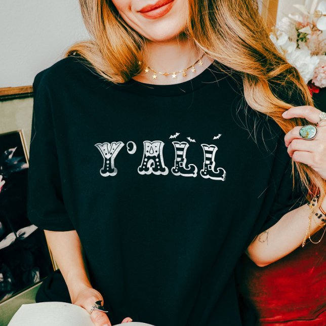 Y'all Western Halloween mit Elf oder Hexenschuhen T-Shirt (Von Creator hochgeladen)