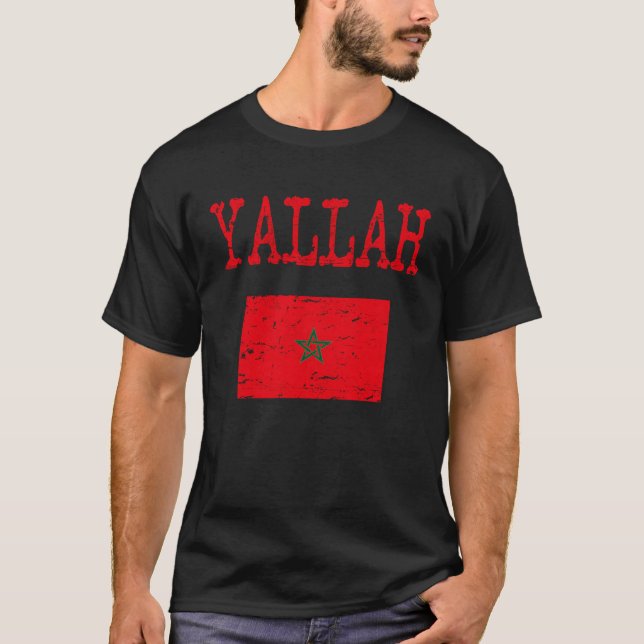 Yallah arabisch-marokkanische Flagge T-Shirt (Vorderseite)