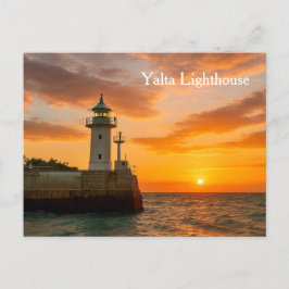 Yalta Lighthouse at Sunset, Ukraine, Postcard Postkarte